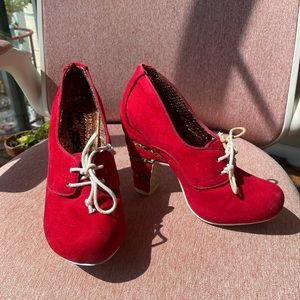 Irregular Choice cute red Velvet pumps